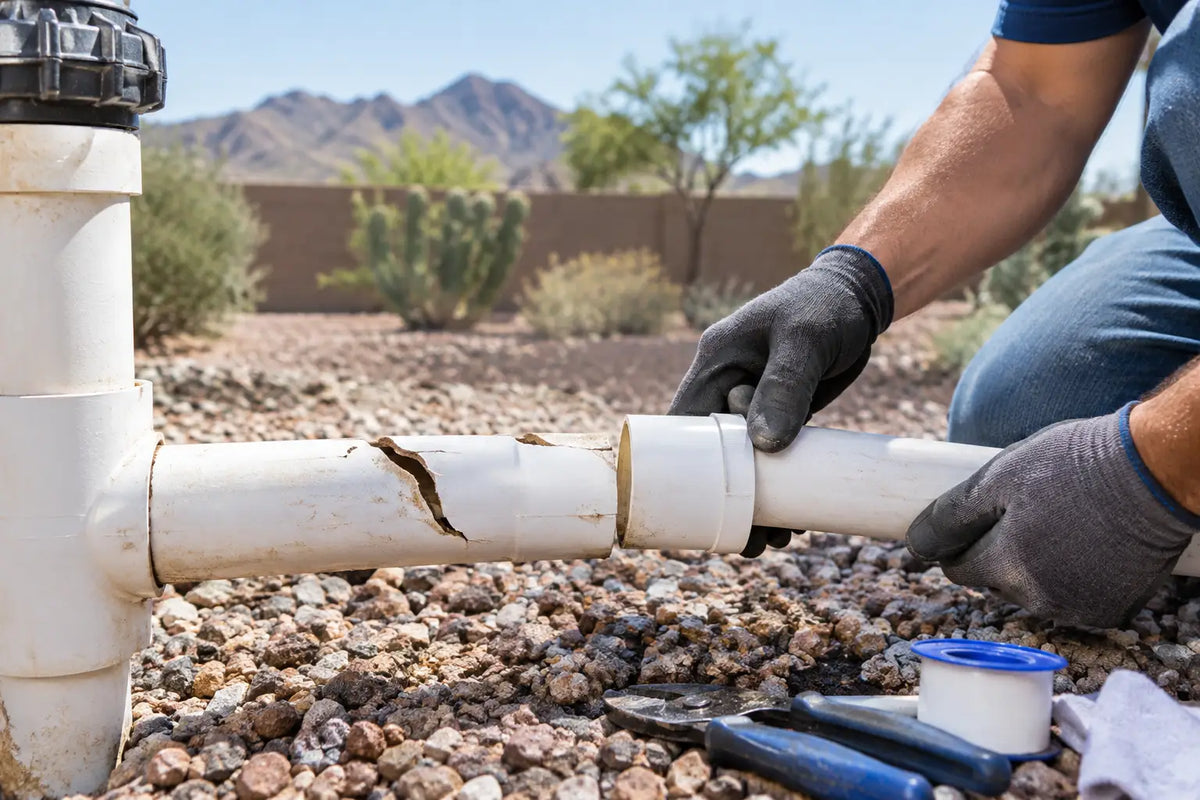 Broken PVC Line Repair for Arizona Yards