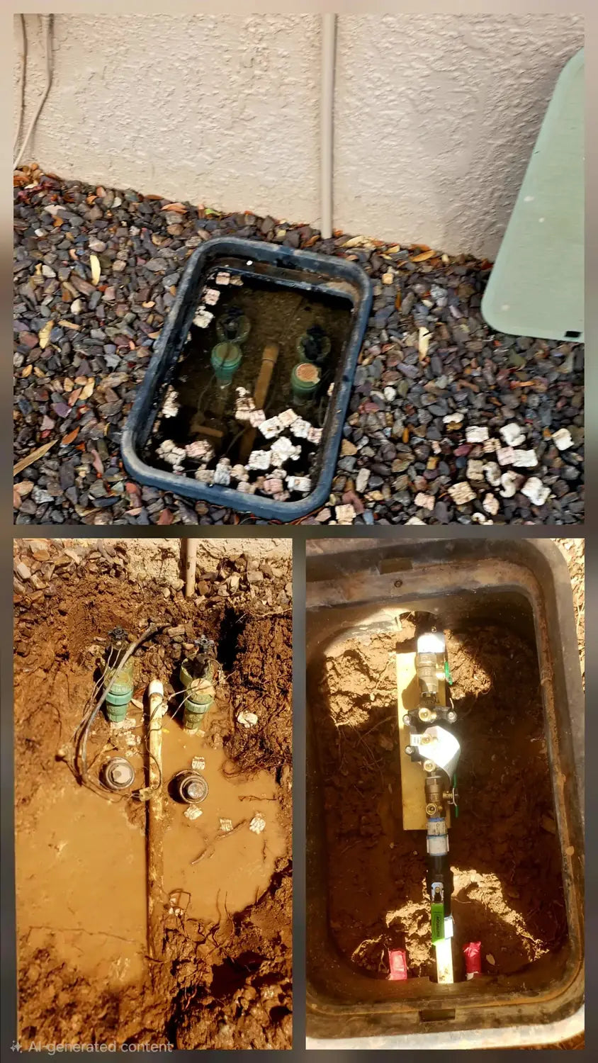 In-ground irrigation backflow preventer assembly in a Surprise, Arizona landscape