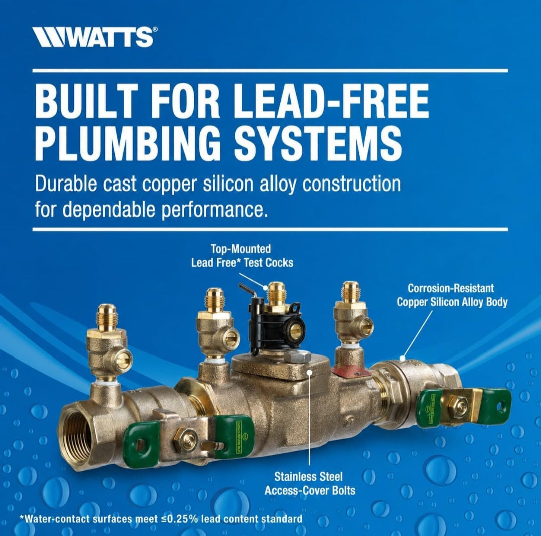 Watts LF007 Lead-Free Double Check Backflow Preventer Assembly 3/4" NPT